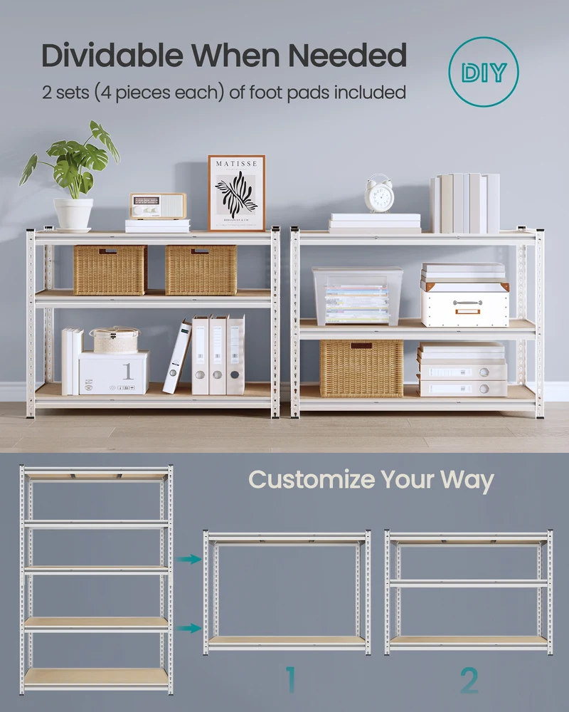 SONGMICS 5-Tier Utility Shelves Silver