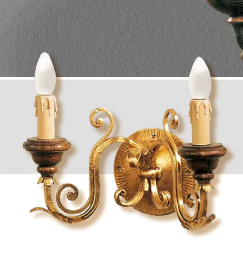 Casa Padrino Barock Wandleuchte Gold B. 35 x T. 20 cm 2-flammig - Handgefertigte Leuchte aus Italien - Barock Leuchten
