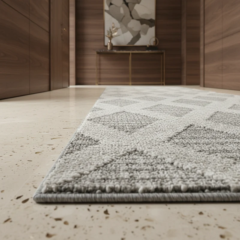 3D Hochflor-Teppich Boho-Rauten – Waschbar | Locker Gewebter Hoch-Tief-Effekt | 2,00 cm Florhöhe für Wohnkomfort