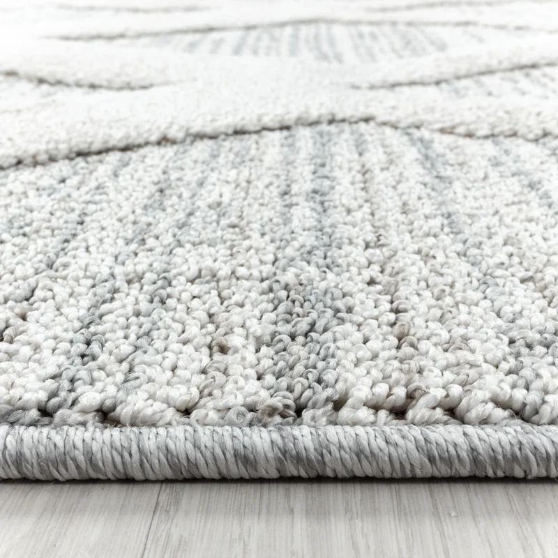 3D Hochflor-Teppich Boho-Rauten – Waschbar | Locker Gewebter Hoch-Tief-Effekt | 2,00 cm Florhöhe für Wohnkomfort