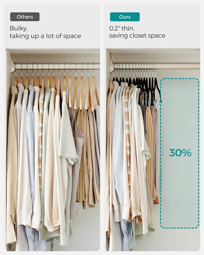 50-Pack Pants Hangers, Velvet Hangers with Adjustable Clips, Space-Saving Heavy-Duty, Non-Slip Skirt Hangers for Pants, Skirts