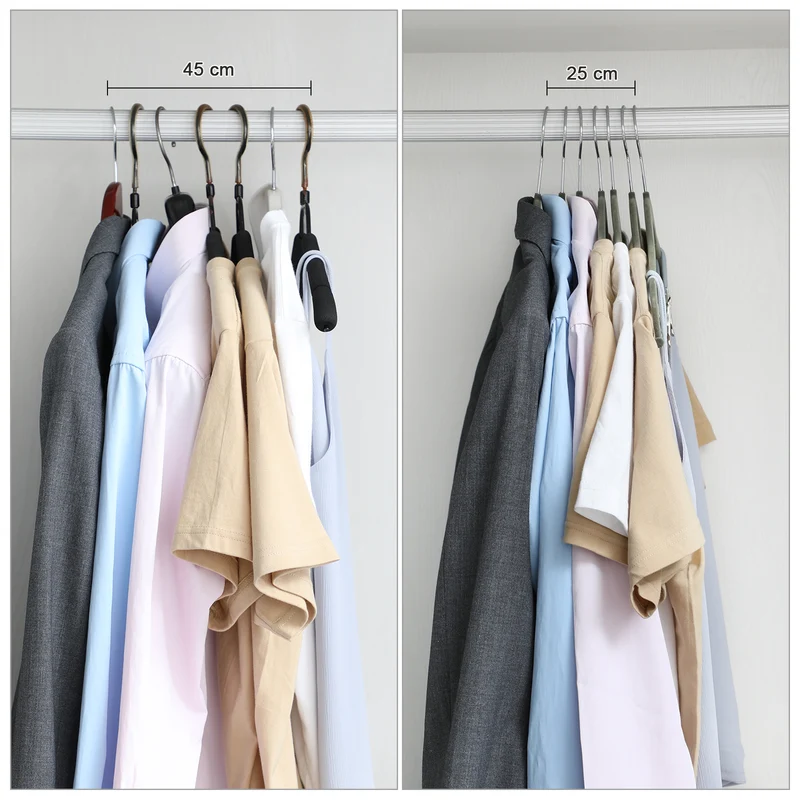 SONGMICS 50 Pack Clothes Hangers Plastic Coat Hangers Non-Slip 360¡ã Swivel Hook Space-Saving Light Gray and Dark Gray