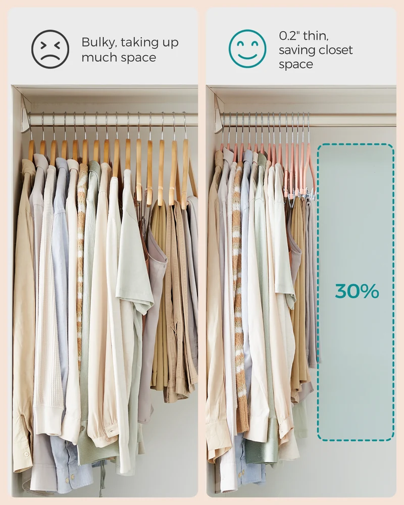 SONGMICS 30 Pack Skirt Pants Hangers Velvet Clips Hangers with Adjustable Clips Non-Slip Pink