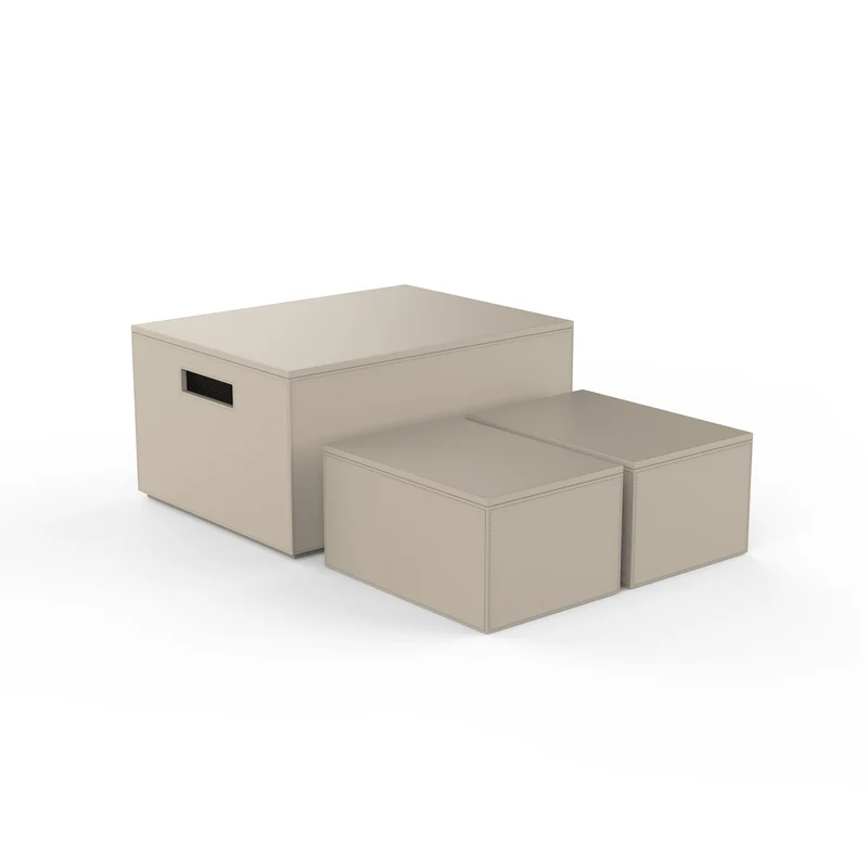 Kunstleder Aufbewahrungsbox 3er-Set Brownie 3BOX