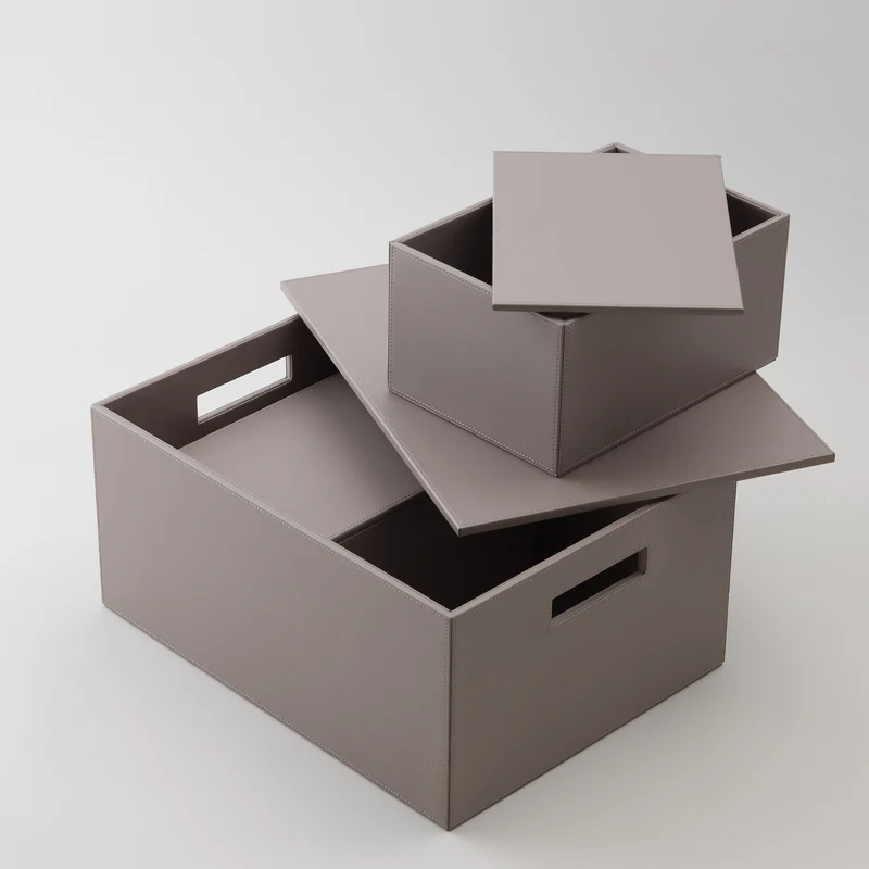 Kunstleder Aufbewahrungsbox 3er-Set Brownie 3BOX
