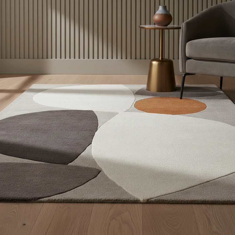 Teppich Wolle handgetuftet abstrakt Mid-Century multicolor