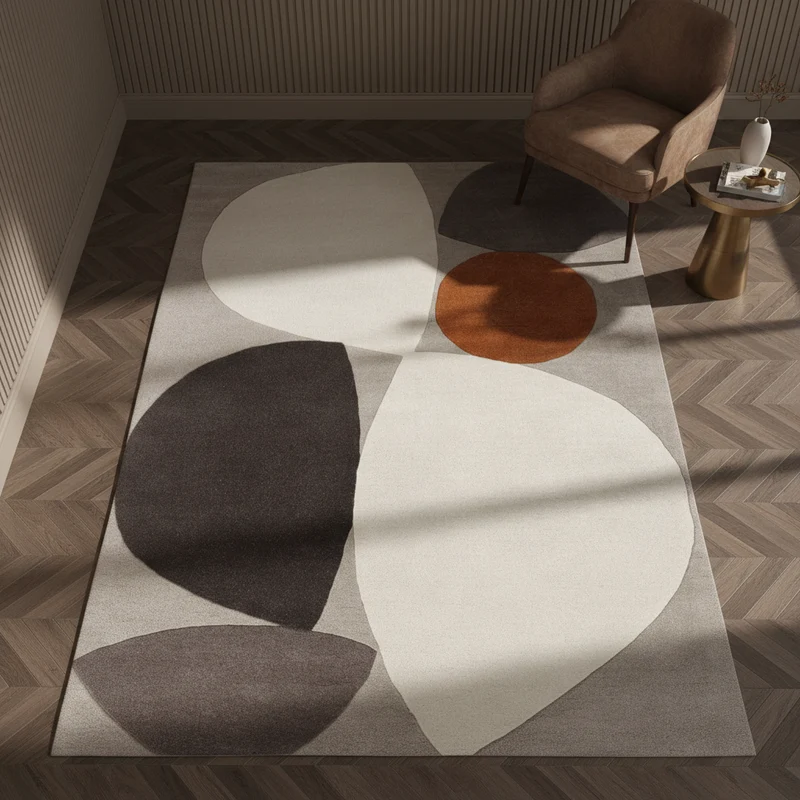 Teppich Wolle handgetuftet abstrakt Mid-Century multicolor