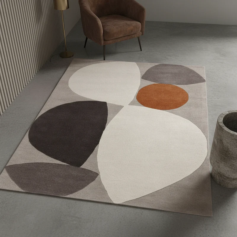 Teppich Wolle handgetuftet abstrakt Mid-Century multicolor