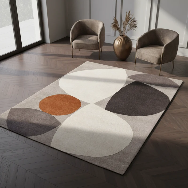 Teppich Wolle handgetuftet abstrakt Mid-Century multicolor