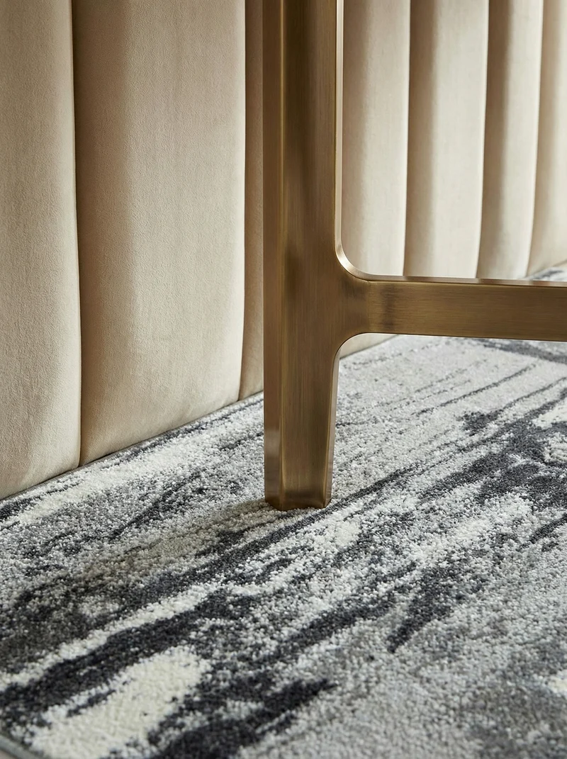 Teppich Velours abstrakt mit Metallic-Akzenten Stadtmuster pflegeleicht Grautöne