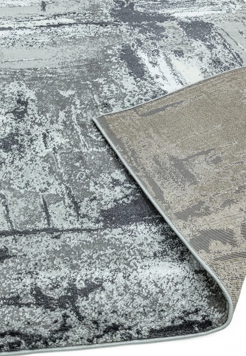 Teppich Velours abstrakt mit Metallic-Akzenten Stadtmuster pflegeleicht Grautöne