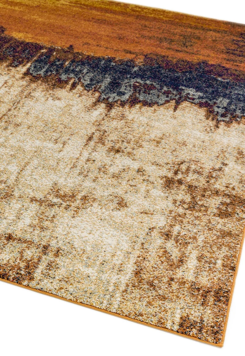 Teppich Kurzflor abstrakt pflegeleicht strapazierfähig Orange/Blau