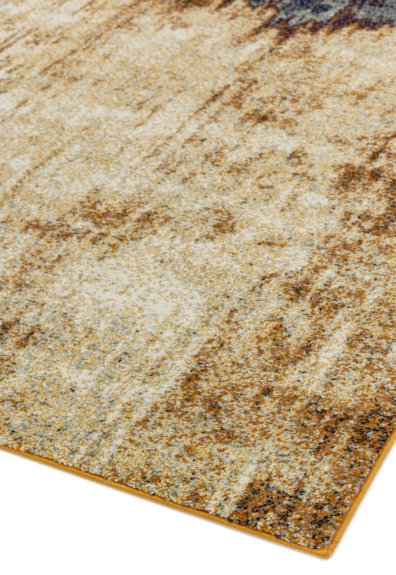 Teppich Kurzflor abstrakt pflegeleicht strapazierfähig Orange/Blau