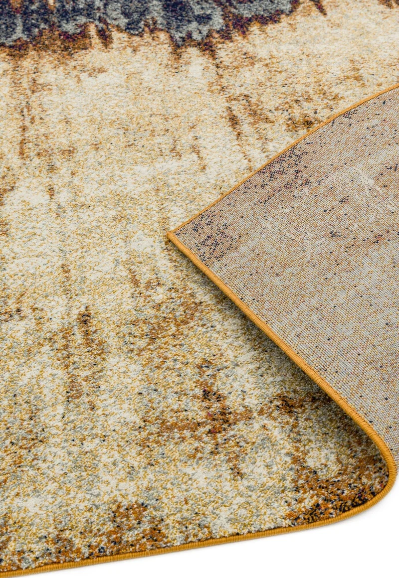 Teppich Kurzflor abstrakt pflegeleicht strapazierfähig Orange/Blau