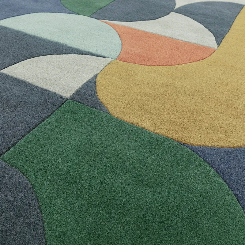 Teppich Schurwolle handgetuftet geometrisch Mehrfarbig