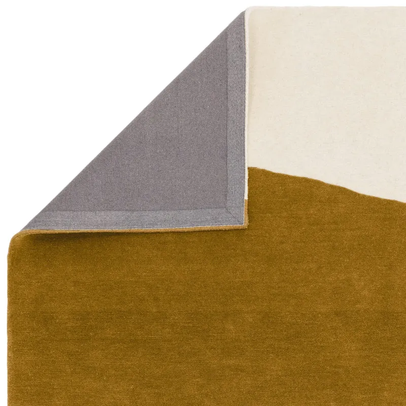 Teppich Wolle handgetuftet hoch-tief abstrakte Landschaft schalldämpfend Ocker/Creme/Schwarz