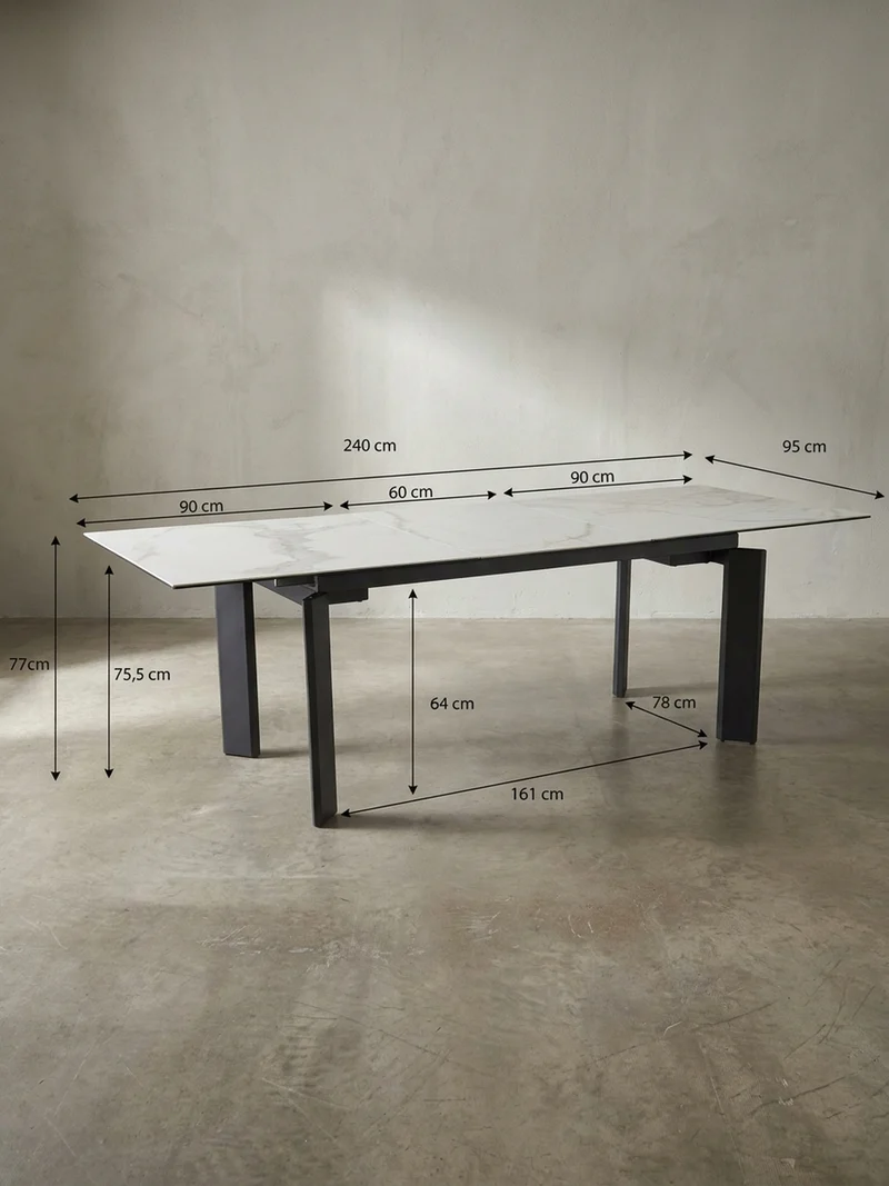 Esstisch Ausziehbar Keramik Glas Marmoroptik 180-240