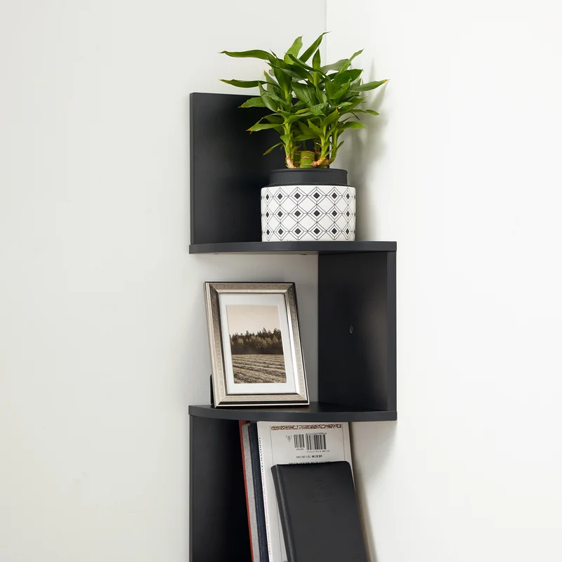 VASAGLE Corner Shelf, 5-Tier Floating Wall Shelf Black