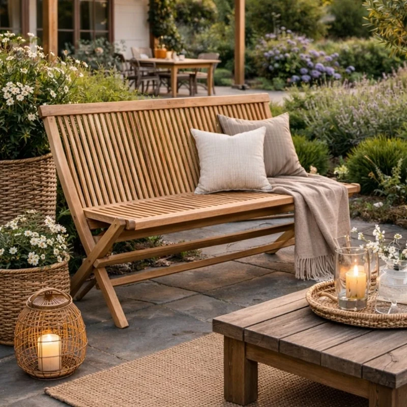 Teak Klappbank KURSI ca. L110cm Natural Gartenbank