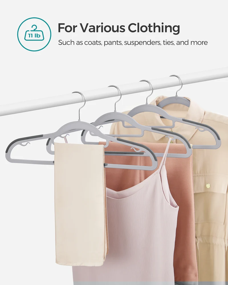 SONGMICS Pack of 50 Coat Hangers Heavy-Duty Plastic Hangers Light and Dark Gray