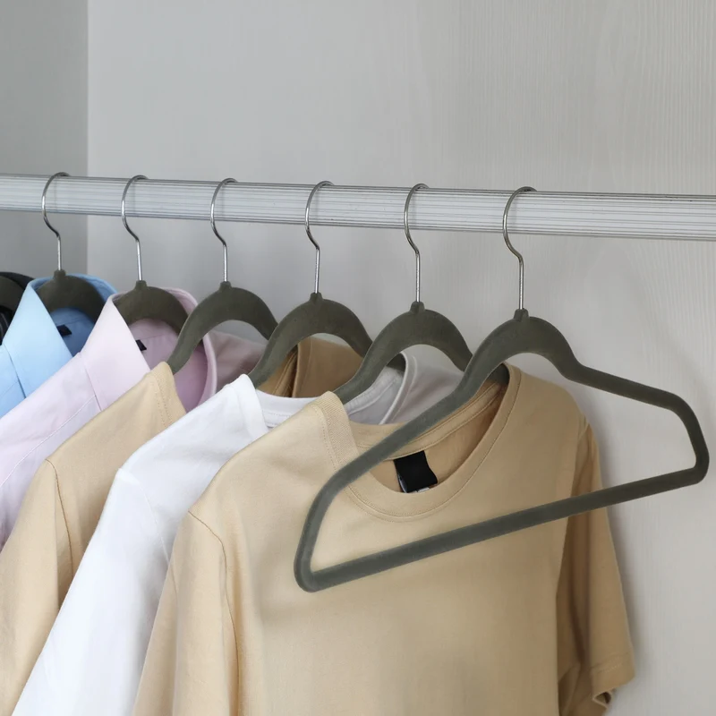 50 Pack Clothes Hangers Non-Slip Coat Hangers, Space-Saving, Light Gray and Dark Gray
