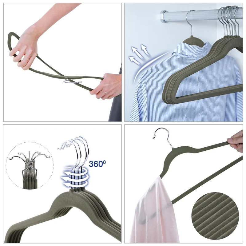 50 Pack Clothes Hangers Non-Slip Coat Hangers, Space-Saving, Light Gray and Dark Gray
