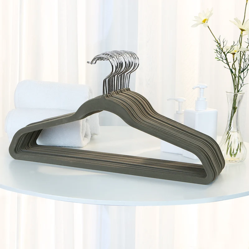 50 Pack Clothes Hangers Non-Slip Coat Hangers, Space-Saving, Light Gray and Dark Gray