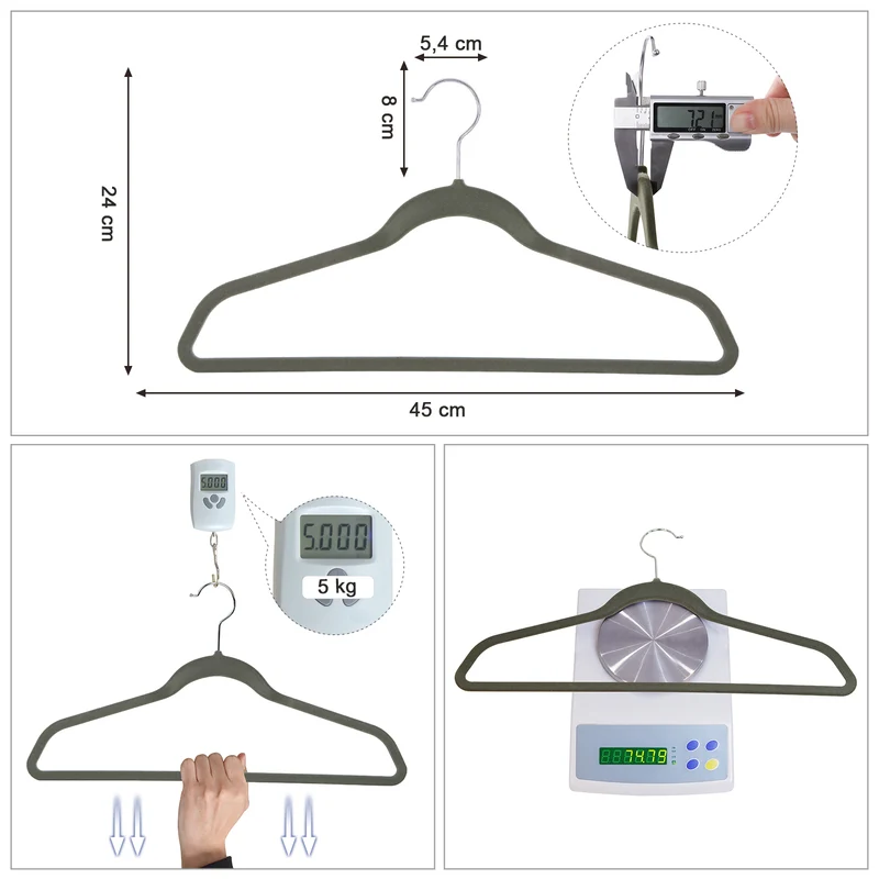 50 Pack Clothes Hangers Non-Slip Coat Hangers, Space-Saving, Light Gray and Dark Gray