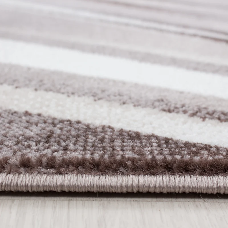 Kurzflor-Teppich Schwunglinien – Waschbar | Dynamisches Wellendesign | Heatset-Veredelung für Wolloptik