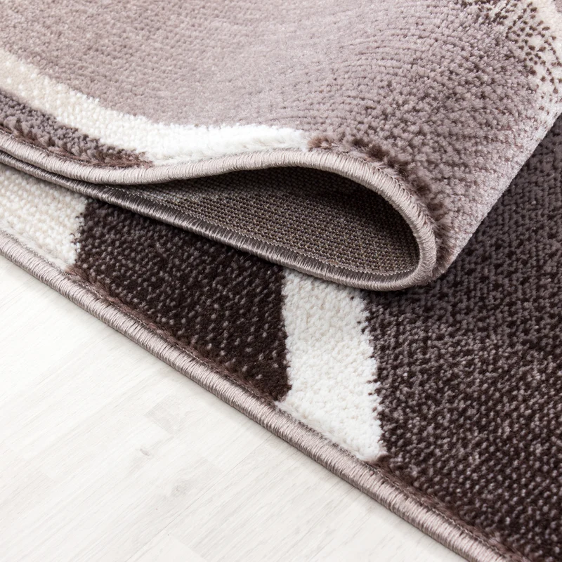 Kurzflor-Teppich Schwunglinien – Waschbar | Dynamisches Wellendesign | Heatset-Veredelung für Wolloptik