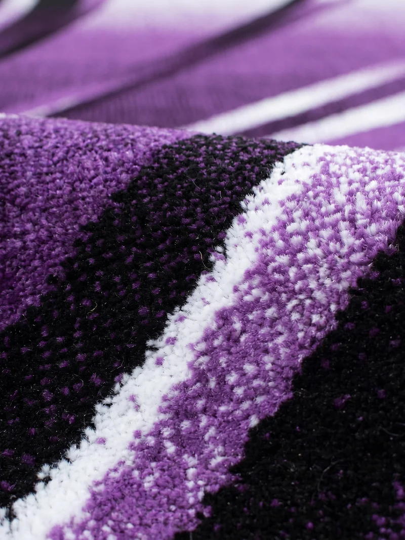 Kurzflor-Teppich Schwunglinien – Waschbar | Dynamisches Wellendesign | Heatset-Veredelung für Wolloptik