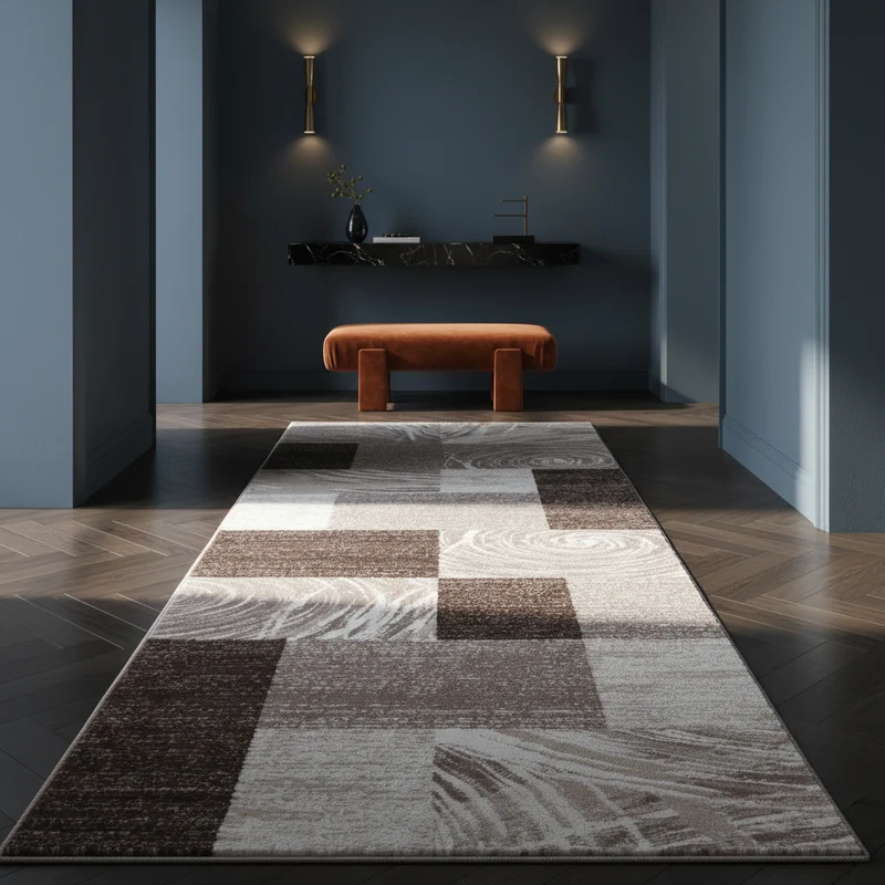 Kurzflor-Teppich Abstraktes Karo – Waschbar & Strapazierfähig | 280k Noppen pro m² für Langlebigkeit