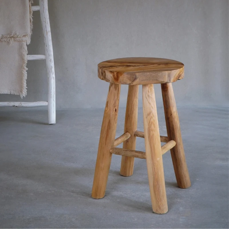 Teak Hocker KANSAS Natural 45cm Beistelltisch Sitzhocker