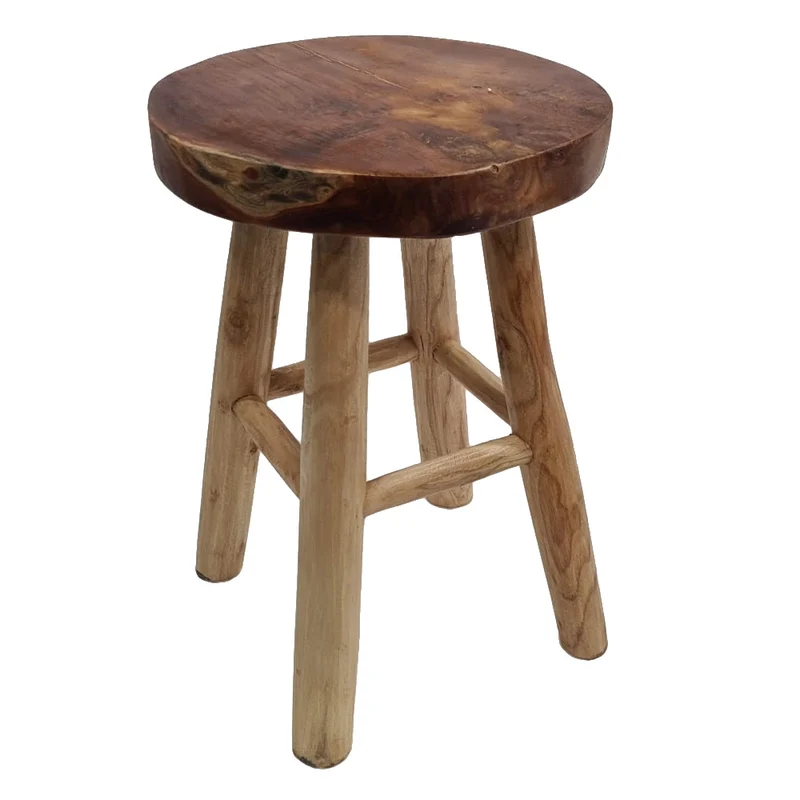 Teak Hocker KANSAS Natural 45cm Beistelltisch Sitzhocker