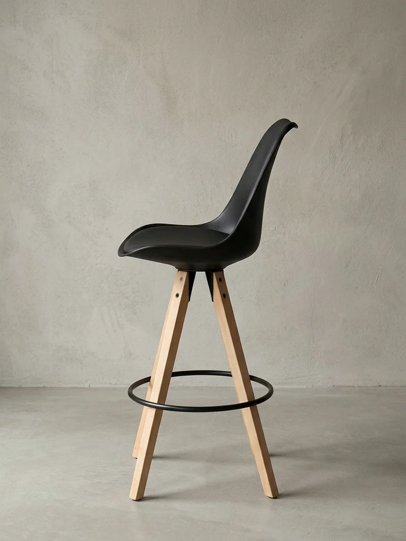 Barhocker Set - Ergonomisch Sitzschale, Holzbeine