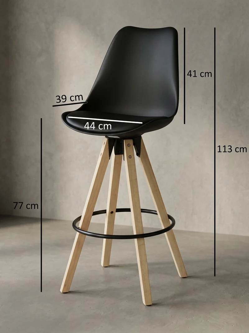 Barhocker Set - Ergonomisch Sitzschale, Holzbeine