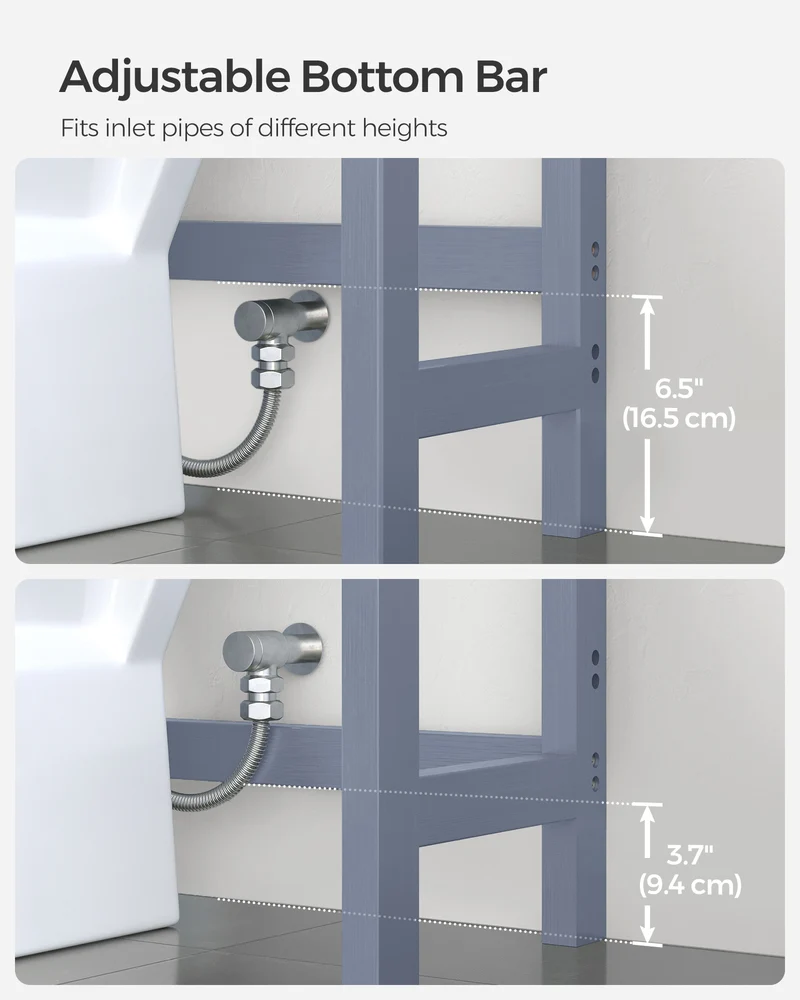 SONGMICS Over The Toilet Storage Bamboo 3-Tier Gray