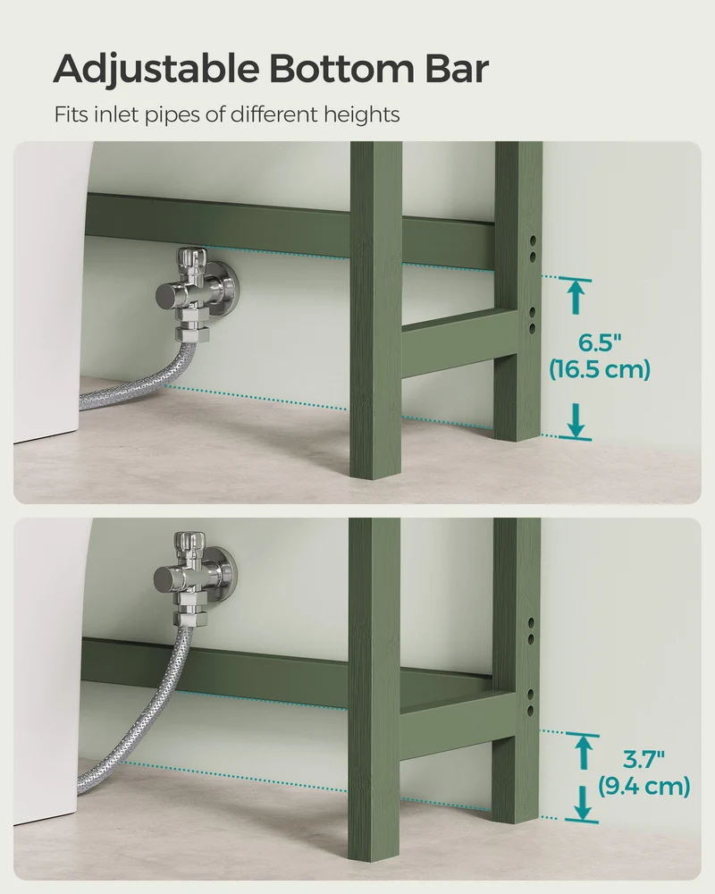 SONGMICS 3-Tier Over The Toilet Storage Bamboo Over Toilet Bathroom Organizer Forest Green
