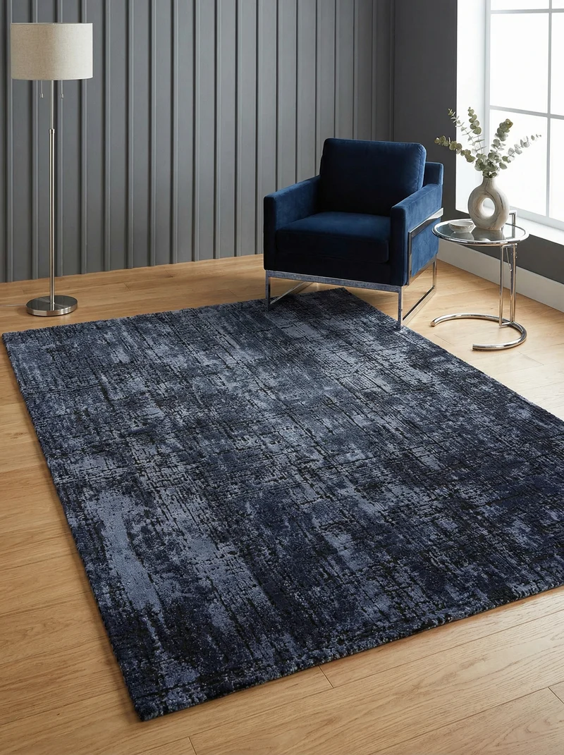 Teppich Polypropylen velours abstrakt Senfgelb/Dunkelblau