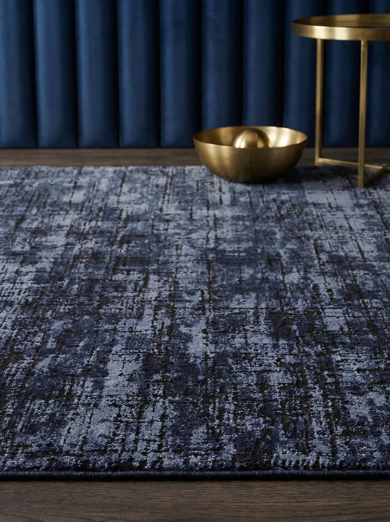 Teppich Polypropylen velours abstrakt Senfgelb/Dunkelblau