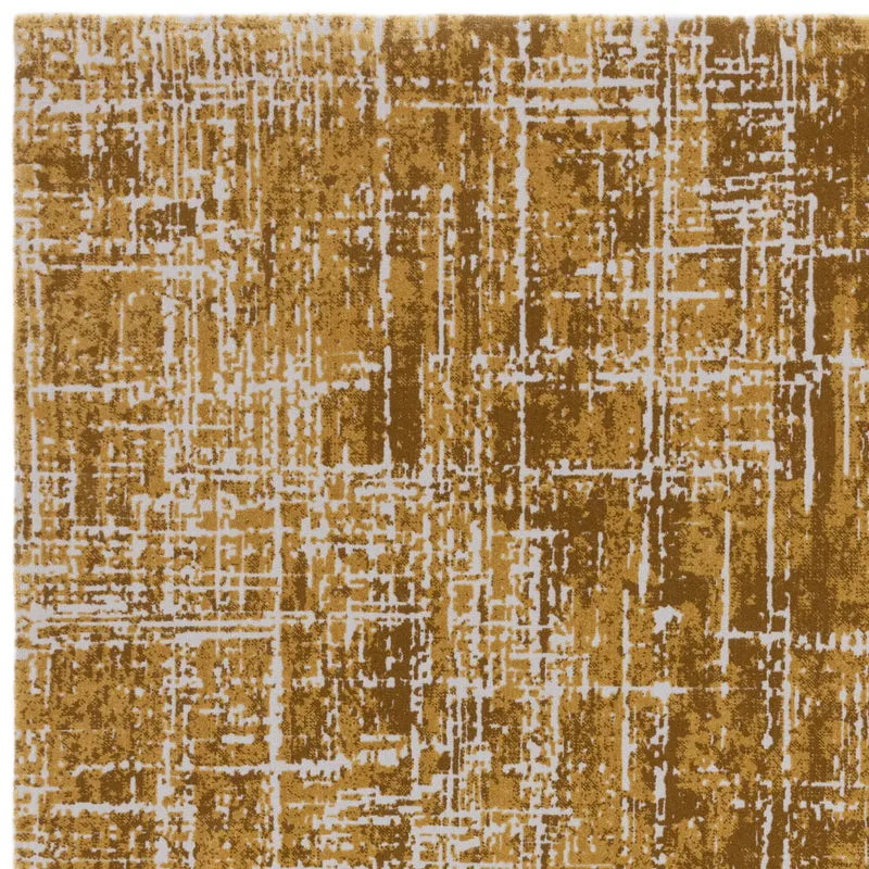 Teppich Polypropylen velours abstrakt Senfgelb/Dunkelblau