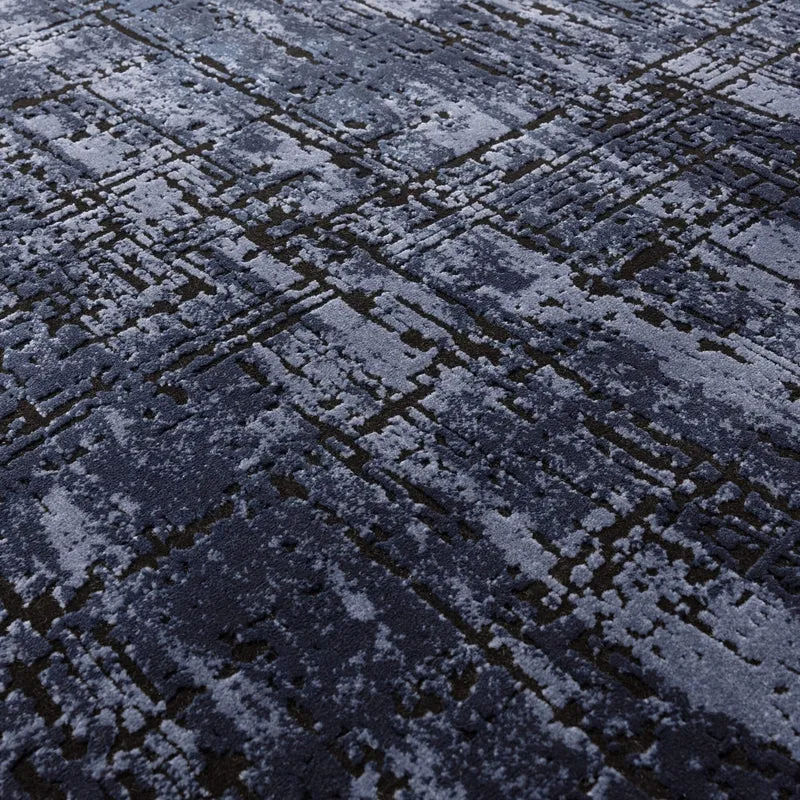 Teppich Polypropylen velours abstrakt Senfgelb/Dunkelblau