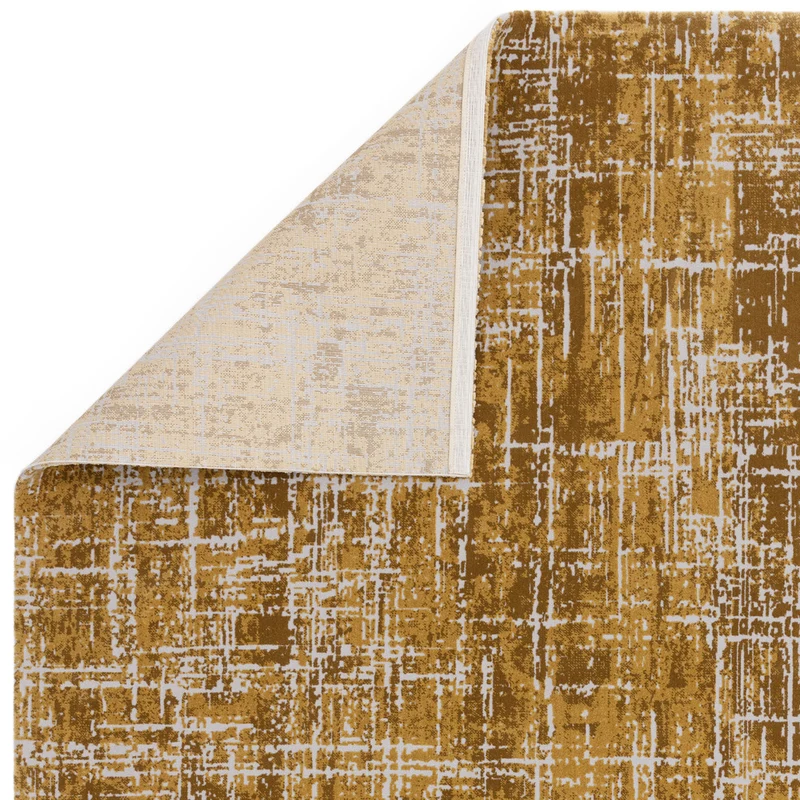 Teppich Polypropylen velours abstrakt Senfgelb/Dunkelblau