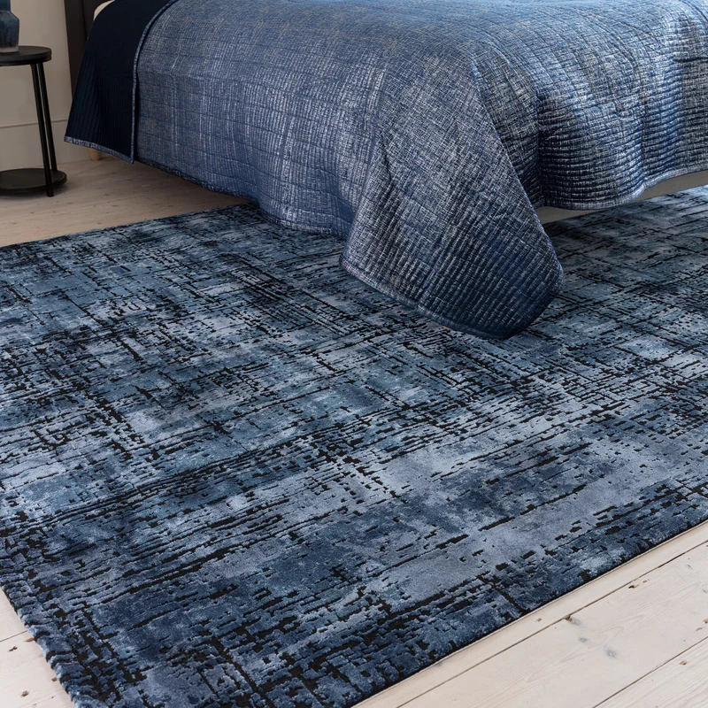Teppich Polypropylen velours abstrakt Senfgelb/Dunkelblau