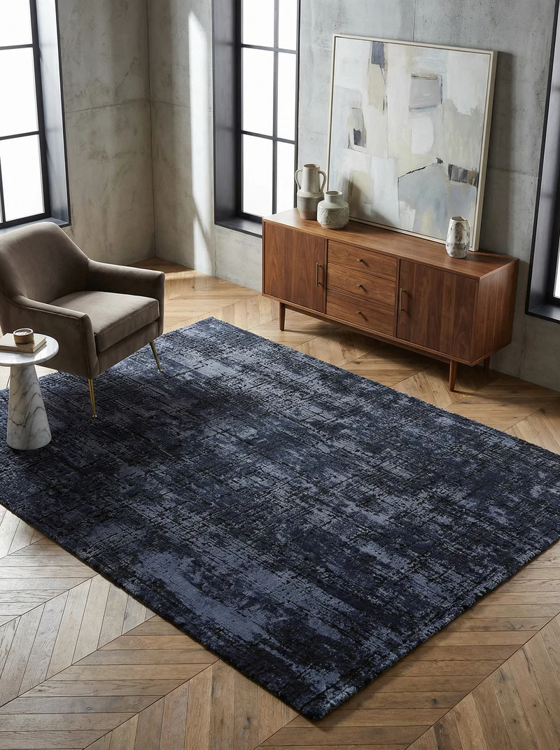 Teppich Polypropylen velours abstrakt Senfgelb/Dunkelblau
