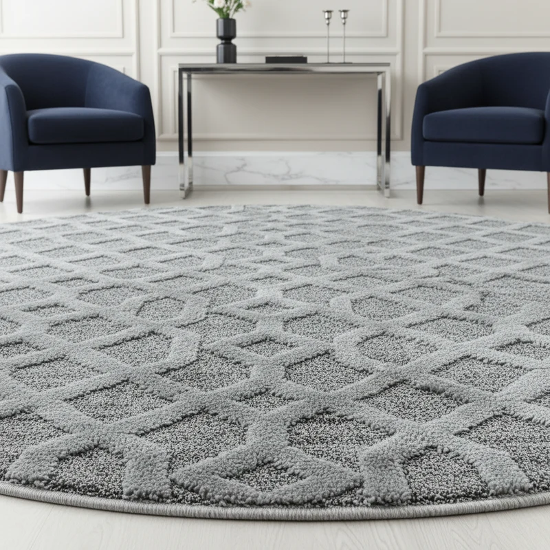 3D Hochflor-Teppich Rauten-Gitter – Waschbar | Plastischer Hoch-Tief-Effekt | 2,00 cm Florhöhe für Wohnkomfort