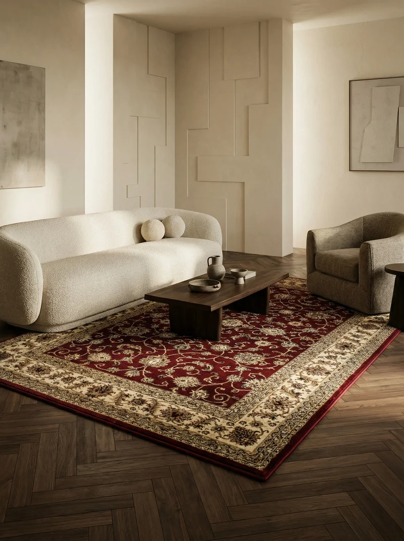 Kurzflor-Teppich Persisches Medaillon – Waschbar | Klassischer Orient | Heatset-Veredelung für Wolloptik