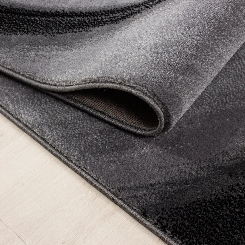 Kurzflor-Teppich Wellen-Muster – Waschbar & Strapazierfähig | Heatset-Veredelung für Wolloptik