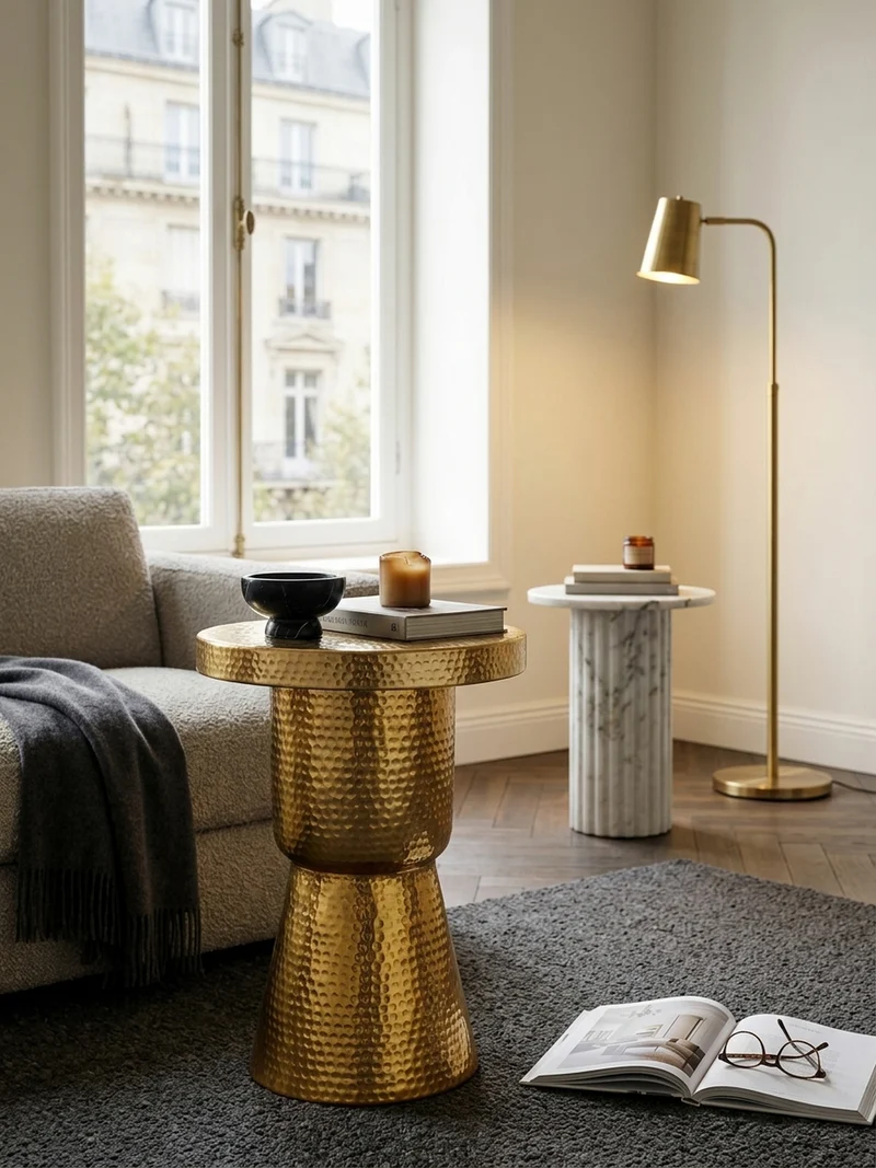 Beistelltisch Aluminium Hammerschlag Orientalisch
