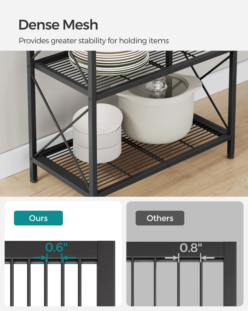SONGMICS 5-Tier Storage Shelf Shelving Unit Heavy Duty Kitchen Storage Metal Garage Storage Organizer with X Side Frames Black